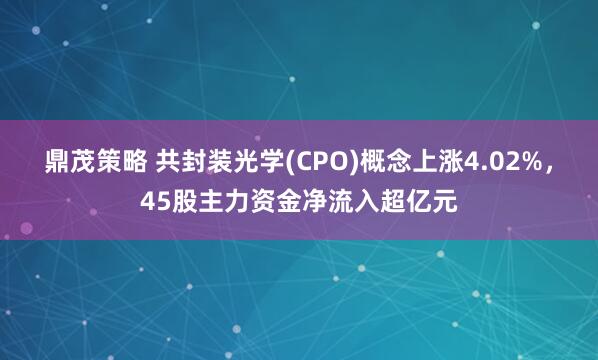 鼎茂策略 共封装光学(CPO)概念上涨4.02%,45股主力资金净流入超亿元